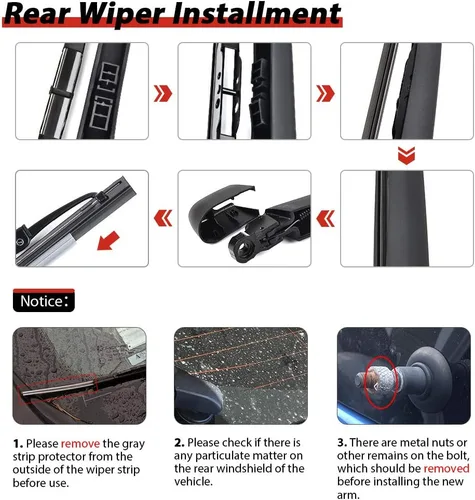 Miniatura 6 de OTUAYAUTO Repuesto para Hyundai Tucson 2005-2009, Kia Sportage 2005-2010 Juego de Brazo y Escobilla del Limpiaparabrisas Trasero - Fábrica OEM