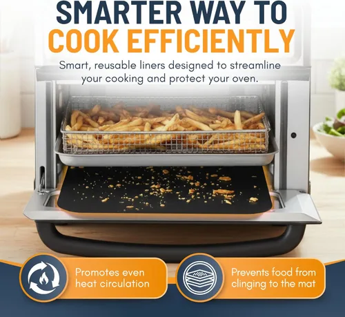 Miniatura 3 de Revestimientos para horno tostador para la parte inferior del horno (paquete de 4) revestimientos reutilizables antiadherentes resistentes al calor