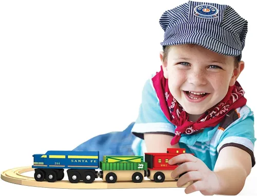 Miniatura 6 de MasterPieces Lionel Santa Fe Cargo - Juego de tren de madera de 3 piezas, con licencia oficial para niños y niños
