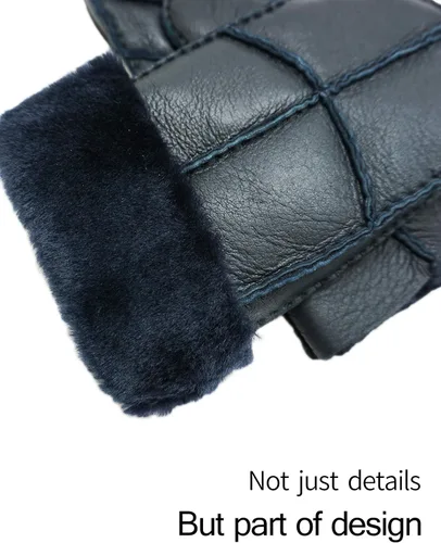 Miniatura 4 de YISEVEN Manoplas de piel de oveja de invierno para hombre