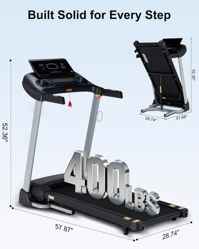 Miniatura 6 de Ateedge Cinta de correr resistente para el hogar, 18% de inclinación automática, capacidad de 400 libras, 3.5 HP, velocidad de 0.5 a 12 MPH