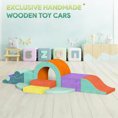 Miniatura 2 de Bloques de escalada de espuma para niños pequeños, 12 piezas de juguetes coloridos de escalada para niños pequeños, juego suave con coche