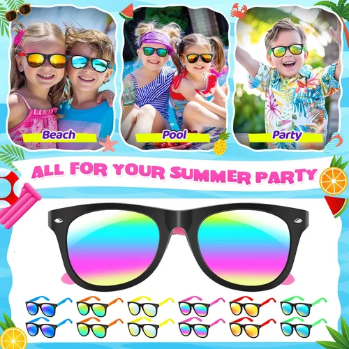 Miniatura 4 de Gafas de sol para niños a granel, gafas de sol de neón con protección UV400, niños y niñas, recuerdos de fiesta para niños, suministros de fiesta