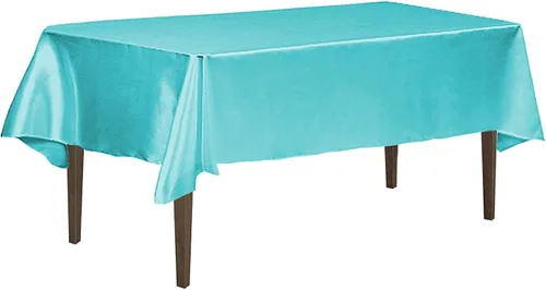 Miniatura 3 de Linenlanding Mantel rectangular de 60 x 102 pulgadas para mesa circular para bodas, mesas de bufé, fiestas, cenas de vacaciones (1, azul bebé)