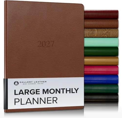 Miniatura 122 de Gallery Leather Agenda Mensual Grande 2025-2026, Elegantemente Encuadernada Planificador de Calendario y Cuaderno con Elegantes Bordes Dorados, 18
