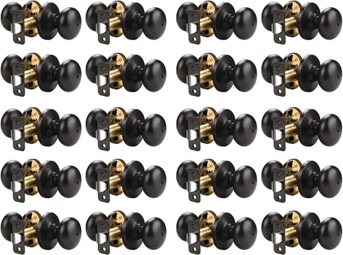 Miniatura 72 de KNOBWELL Paquete de 8 pomos de puerta de privacidad para baño y dormitorio, pomo de puerta negro mate con cerradura, cerradura de manija de puerta