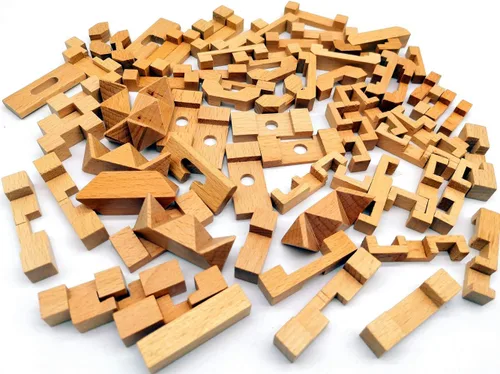 Miniatura 7 de Guaishou Rompecabezas de madera pequeños 10 en uno 3D Kongming Lock IQ Test Toy para adolescentes y adultos