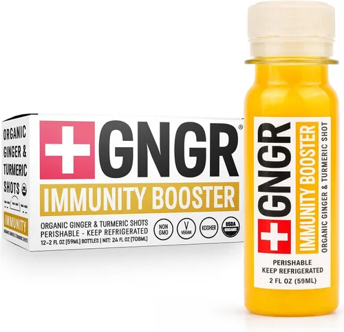 Miniatura 5 de +GNGR Immunity Aid - Disparo orgánico de jengibre prensado en frío con limón, miel y equinácea. Disparos de jengibre extra fuertes