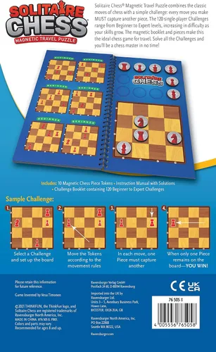 Miniatura 7 de ThinkFun Rompecabezas magnético de viaje de ajedrez solitario, juego de lógica atractivo y juguete STEM para niños y adultos, mejora la resolución