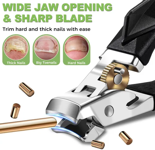 Miniatura 2 de Cortaúñas resistentes para uñas gruesas, 5 piezas con estuche de cuero Toe Nail Clippers for Thick Nails for Seniors Long Handled Nail clippers
