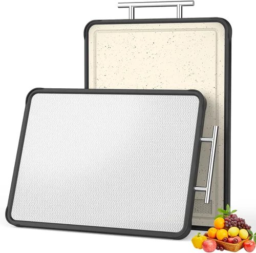 Tabla de cortar de acero inoxidable, tablas de cortar de acero inoxidable 316 de doble cara para cocina, tabla de cortar PP 2 en 1 de grado