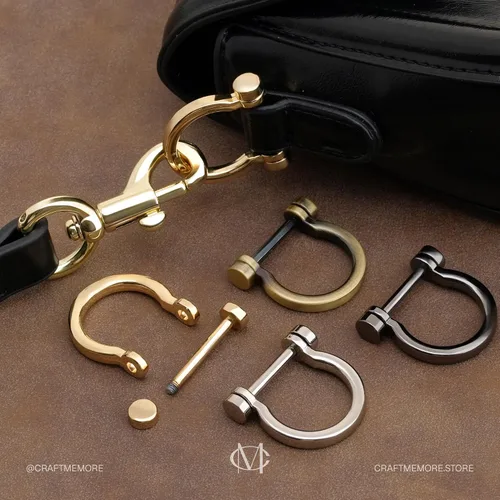Miniatura 8 de CRAFTMEMORE Anillos en D atornillados con grillete de herradura anillo D DIY llavero monedero accesorio para correa de 3/4 pulgadas, 4 piezas