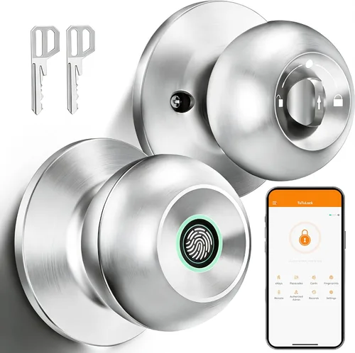 Miniatura 9 de Pomo de puerta inteligente, perilla de puerta de huellas dactilares, cerradura de puerta inteligente biométrica con control de aplicación, pomos