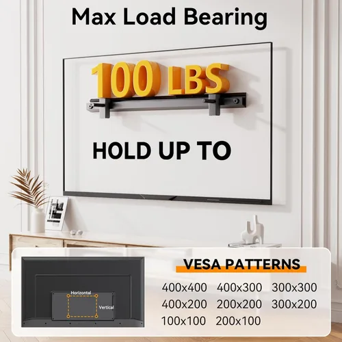 Miniatura 2 de Soporte de pared para TV sin tachuelas, soporte de pared de yeso para TV de 22 a 55 pulgadas, colgador de TV de perfil bajo con carga máxima de 100
