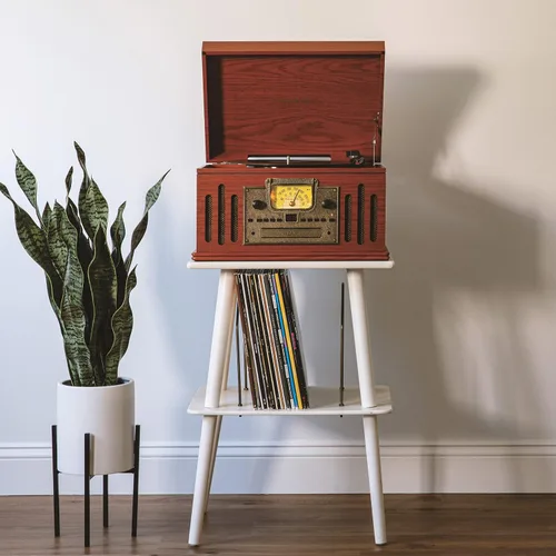 Miniatura 12 de Crosley CR704B-PA Musician Tocadiscos de 3 velocidades con radio, reproductor de CD/casete, entrada auxiliar y Bluetooth, color paprika