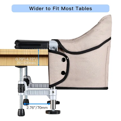 Miniatura 3 de Silla de enganche, silla alta portátil con clip para uso en la mayoría de las mesas, silla alta adjunta a la mesa con bolsa de transporte, silla