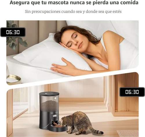 Miniatura 2 de PETULTRA Comedero automático para gatos: dispensador de alimentos para gatos con temporizador de 4 litros, programable de 1 a 6 comidas para gatos