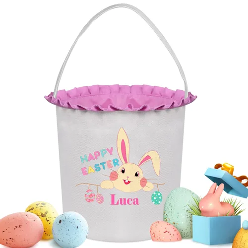 Miniatura 18 de Cestas de Pascua personalizadas para niños y niñas, cestas de conejo de Pascua personalizadas para niños, cesta de caza de huevos de Pascua, regalos