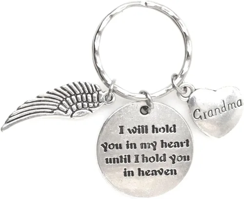 Miniatura 3 de Llavero con texto en inglés "I Will Hold You in My Heart Until I Hold You in Heaven Angel Wing Family Charm Veterans Luurn Grief Sympathy