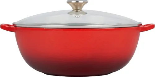 Miniatura 4 de Le Creuset Horno de chef de hierro fundido esmaltado con tapa de vidrio, 7.5 cuartos de galón., Cerise