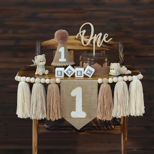 Miniatura 10 de Banner de Silla Alta con Margaritas Bohemias Primer Cumpleaños Niña Para Decoraciones de Primera Fiesta Conjunto Con Adorno de Pastel Hecho a Mano