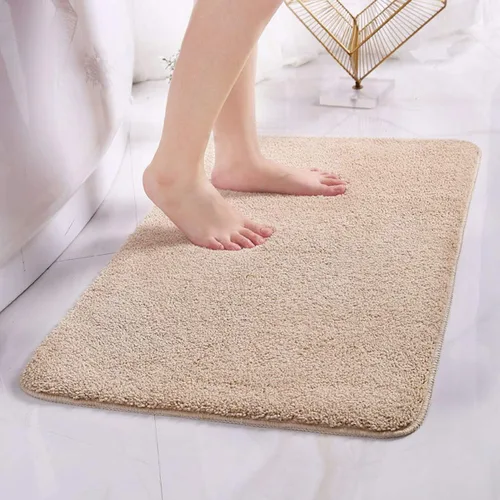 Miniatura 7 de Alfombra de baño de 16 x 24 pulgadas, microfibra de felpa lanuda absorbente de agua, lavable a máquina, antideslizante y suave, color azul oscuro