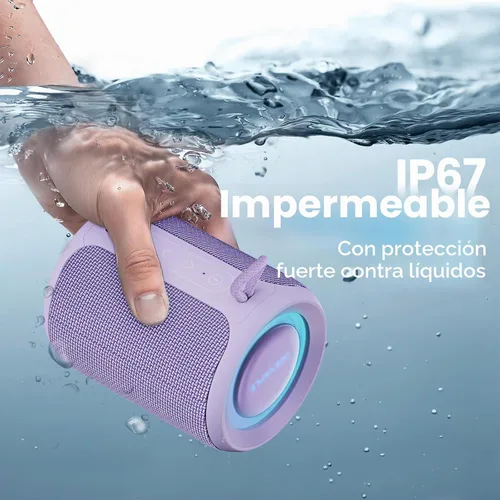 Miniatura 6 de Altavoz Bluetooth inalámbrico, IP67 impermeable y a prueba de polvo altavoz portátil con luces, sonido estéreo fuerte de 15 W, batería de 2500 mAh