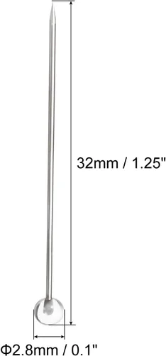 Miniatura 2 de PATIKIL Alfileres de costura, juego de 10 alfileres rectos con cabeza de vidrio para decoración de costura, transparente