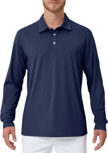 Miniatura 65 de NAVISKIN Camisas polo de manga larga para hombre, camisas de golf con cuello UPF 50 SPF para hombre, secado rápido, absorbe la humedad
