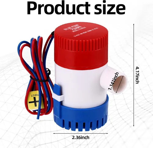 Miniatura 2 de Gisafai Bomba de sentina de 12 V sumergible para barco eléctrico de bajo ruido, bomba de agua automática no automática para barco, tanque de agua