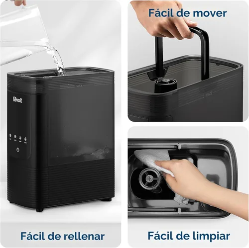 Miniatura 7 de LEVOIT Humidificadores inteligentes de niebla fría y cálida de 6 L para dormitorio del hogar, tiempo de funcionamiento de 60 horas y humedad Negro