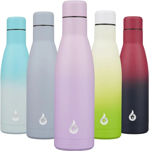 Miniatura 35 de BJPKPK Botella de Agua Aislada 17oz Botellas de Agua de Acero Inoxidable Apta para Lavavajillas Metal Térmica Mantiene Frío y Caliente, Gris Niebla