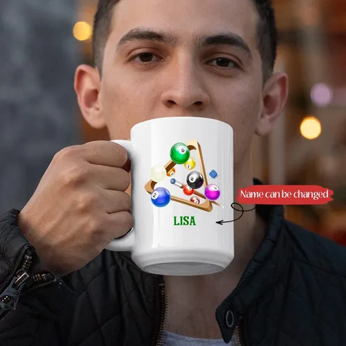 Miniatura 2 de Taza de billar, taza de billar personalizada, taza deportiva personalizada, taza de café de billar, regalo para los amantes del billar, taza