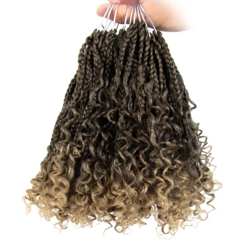 Miniatura 24 de Niseyo - Caja diosa con trenzas de pelo a crochet de 8 pulgadas, paquete de 8 unidades, trenzas de caja a crochet cortas, extremos rizados