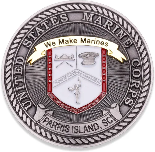 Miniatura 3 de Moneda de desafío de Parris Island – Marine Corps Recruit Depot Moneda militar – Moneda de desafío MCRD diseñada por marines para marines