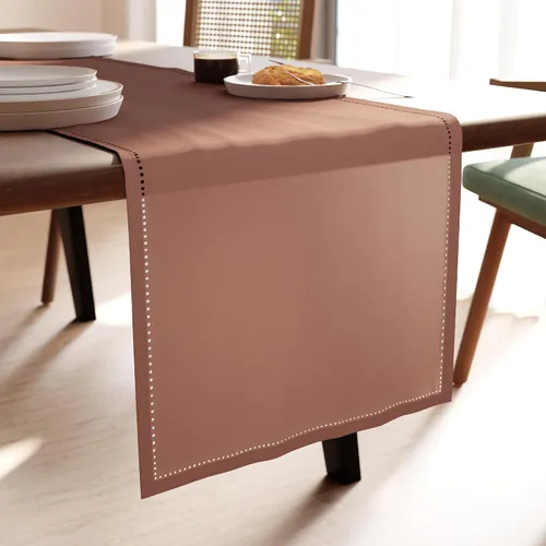 Miniatura 11 de Encasa XO Camino de mesa de comedor de 13 x 59 pulgadas, diseño de dobladillo de algodón puro, gris, lavable a máquina