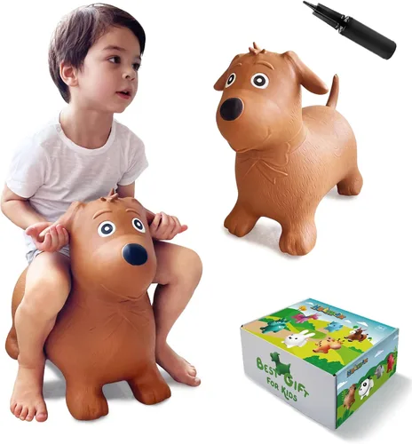 Miniatura 9 de HotMax Caballo hinchable, tolva inflable de animales que rebotan para niños pequeños o niños, juguetes de salto de goma para niños o niñas, regalo