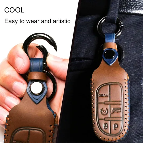 Miniatura 4 de Funda de Llavero de Cuero Compatible con Control Remoto Sin Llave de Nissan para Nissan X-trail Rogue Altima Quest Pathfinder Sentra Patrol Cima C
