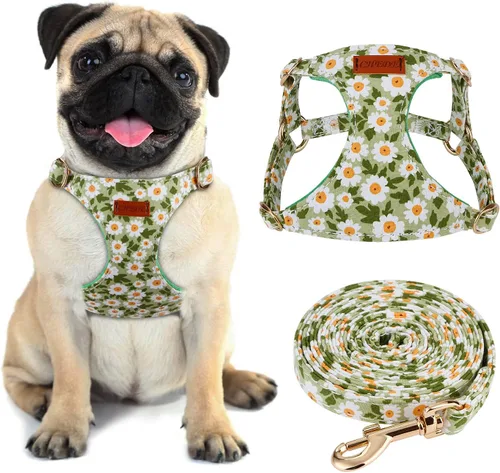 Miniatura 7 de CHEDE Arnés para Perro sin Tirones con Patrón Floral - Arnés para Perro Ligero y Suave, Arnés Ajustable para Perros Pequeños y Juego de Correa