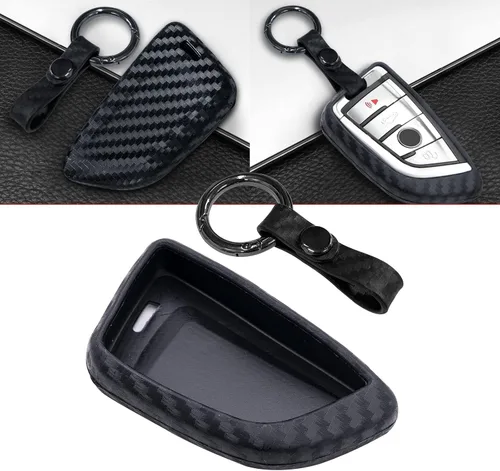 Miniatura 10 de x xotic tech Carcasa para llavero con patrón de fibra de carbono, color negro brillante, compatible con BMW 1 2 5 7 M Series X1 X3 X4 X5 X6 X7 Z4 M3