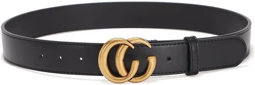 LYAART Fashion Belt for Women or Men Gold Buckle Black Belt for Jeans Pants Dress 2.8CM (1.1in) Wideth