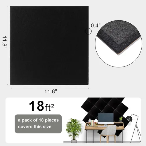 Miniatura 7 de Paneles Acústicos de Pared - Paneles de Cancelación de Ruido para Estudio en Casa y Oficina - Insonorización de Calidad - Paneles de Espuma Negro