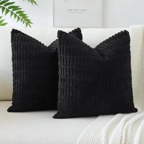 Miniatura 17 de OTOSTAR - Paquete de 2 fundas de cojín decorativas de pana suaves y a rayas estilo boho, fundas de cojín cuadradas para decoración del hogar, fundas