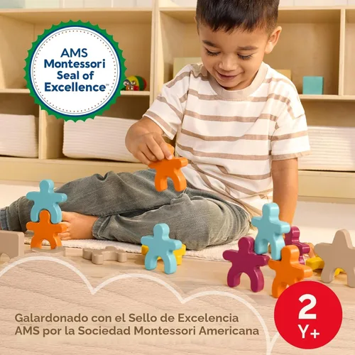 Miniatura 2 de Fisher-Price Formas apilables de juguete Montessori de madera, sello de excelencia de la Sociedad Montessori Americana, actividad de aprendizaje