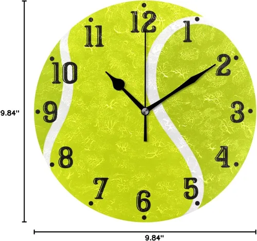 Miniatura 7 de Tarity Reloj de pared con pelota de tenis, funciona con pilas, silencioso, sin tictac, moderno, redondo, decoración para dormitorios, cocina, sala