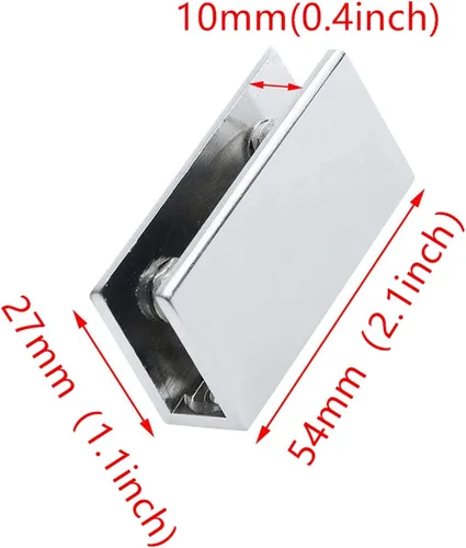Miniatura 2 de XMHF Abrazadera de clip ajustable rectangular de acero inoxidable en tono plateado para vidrio de 0.236-0.394 in de grosor, paquete de 8