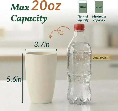 Miniatura 2 de Homienly Tazas de paja de trigo alternativas a las tazas de plástico - Juego de 6 vasos de beber irrompibles reutilizables aptos para lavavajillas