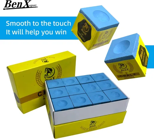 Miniatura 3 de Paquete de 24 tizas para taco de billar (2 x 12 cajas), cubos de tiza de billar azul, fórmula de alto agarre, grado de torneo profesional
