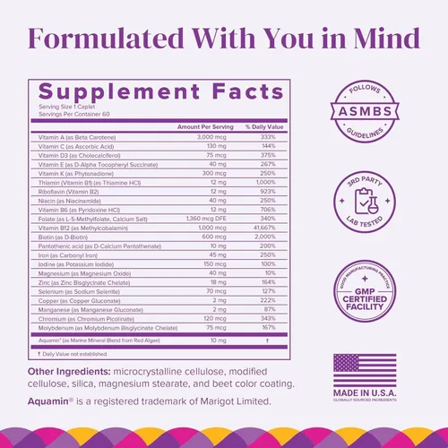 Miniatura 2 de BariMelts Multivitamínico bariátrico una vez al día con hierro, 60 comprimidos recubiertos fáciles de tragar (suministro para 2 meses)