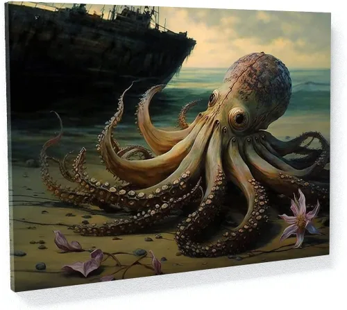 Miniatura 8 de Sense Canvas Octopus Vibrant Ocean 7 - Lienzo decorativo para decoración del hogar, póster grande de 40 x 30 pulgadas, 0.75 pulgadas
